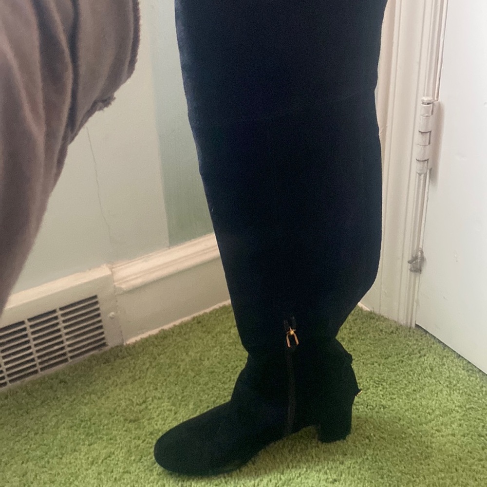 Barely worn black Suede thigh high Tory Burch boots